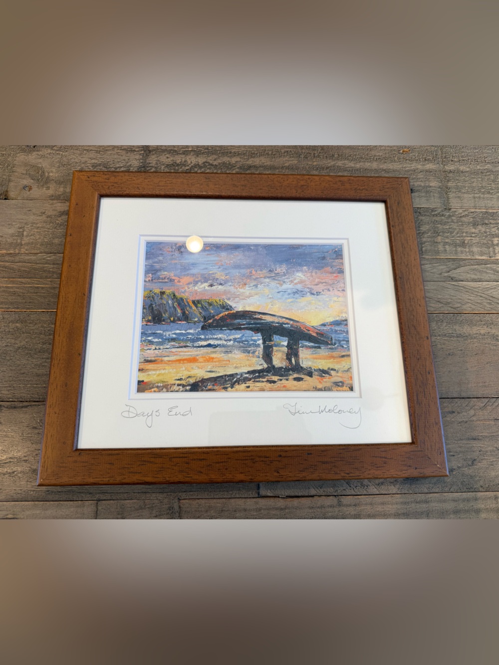 Tim Moloney - Framed Coastal Sunset Art Print in Brown Frame - Days End